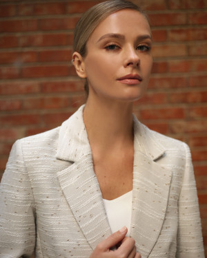 Allice Krem Çizgili Blazer Ceket Allice Krem Çizgili Blazer Ceket
